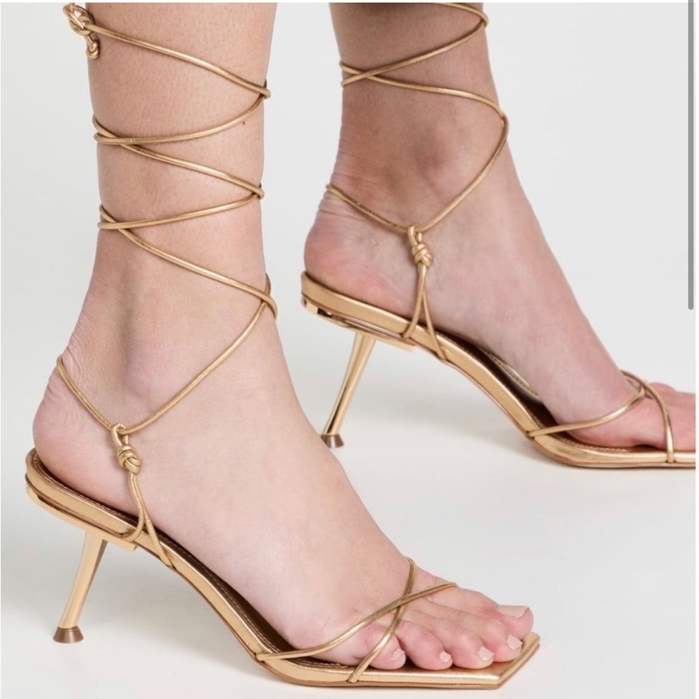 Cult Gaia Sanam Metallic Leather Lace-up Sandals 39